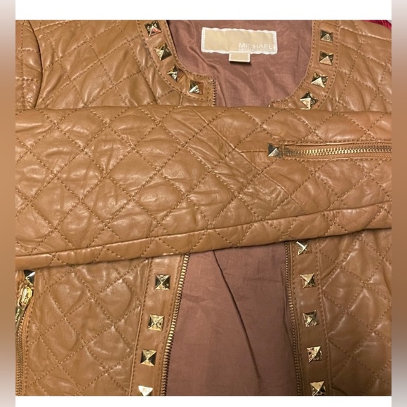 Michael Kors Quilted Leather Jacket with Stud Detail - Picture 12 of 17